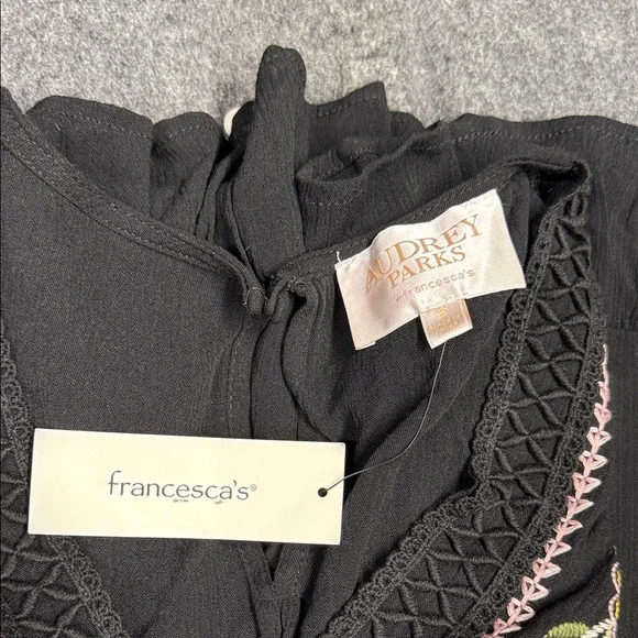 Audrey Parks by Francesca’s Chic Black Floral Embroidered Dress - Picture 6 of 6